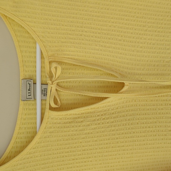 L.L. Bean Peruvian Cotton Long Sleeve Top MEDIUM Regular Yellow Key Hole Opening - Picture 6 of 14